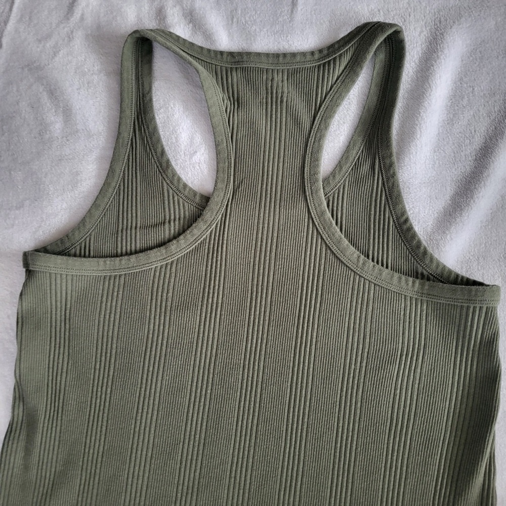 Aerie Women’s Racerback Tank Dress Olive Ribbed Knit Sleeveless size Small - Picture 7 of 9
